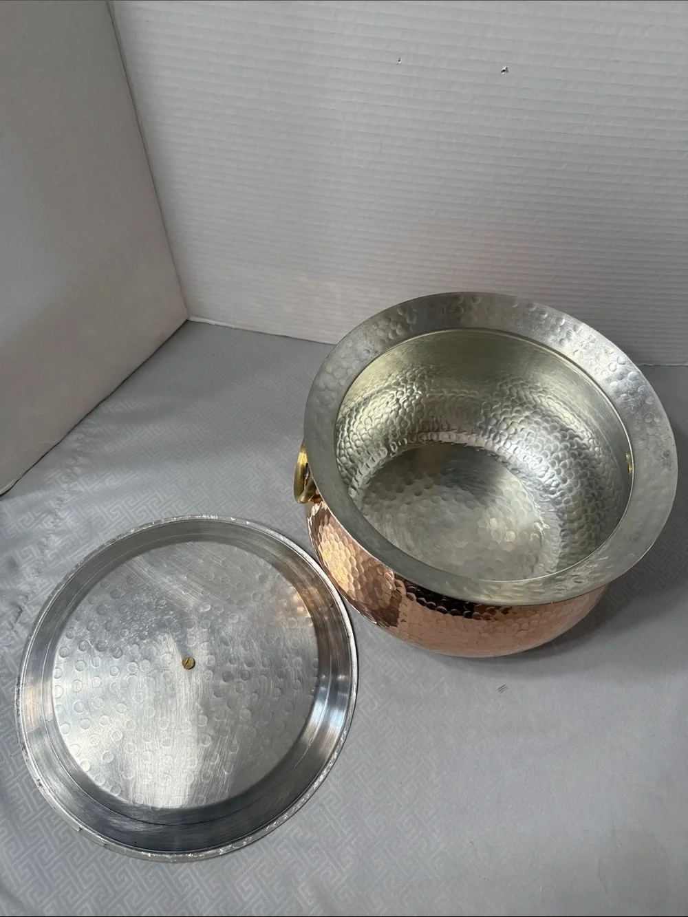P-Tal Pure Hammered Copper Rose Gold Dutch Oven Cookware Brass Handles and Lid